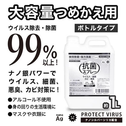 【Pluscare】大容量詰替ボトルタイプ　プロテクトウイルス抗菌スプレー1000ml