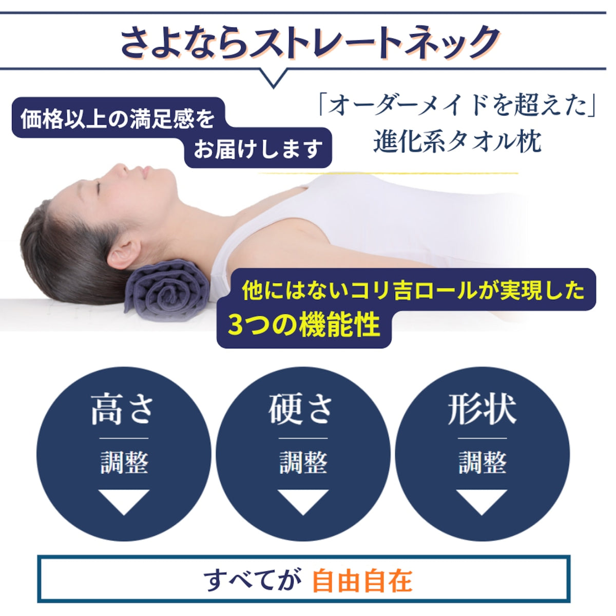 予約【コリ吉ロール】ストレートネック枕